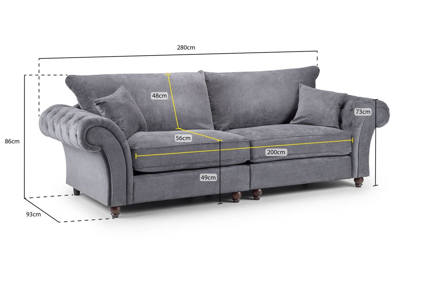 Windsor Fullback Sofa Stone 4 Seater