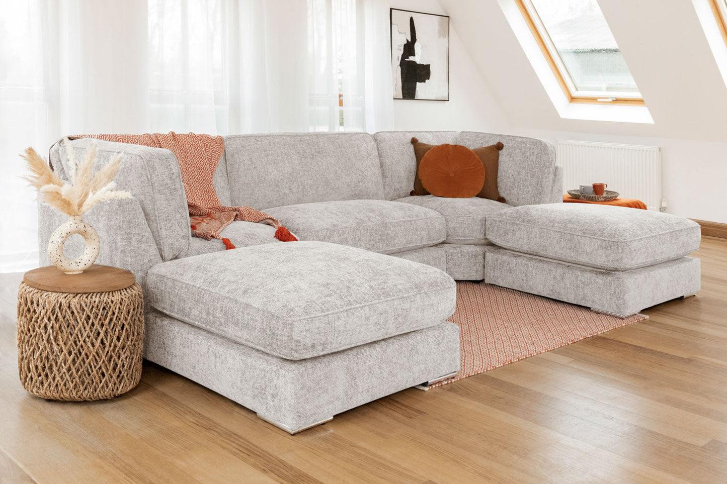 Esma Sofa Ivory U Shape Corner