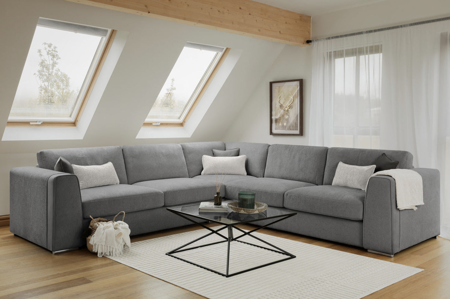 Naples Sofa Grey Large Corner