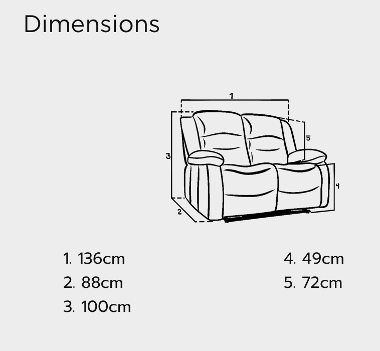 Alva Electric Recliner Sofa Graphite 2 Seater