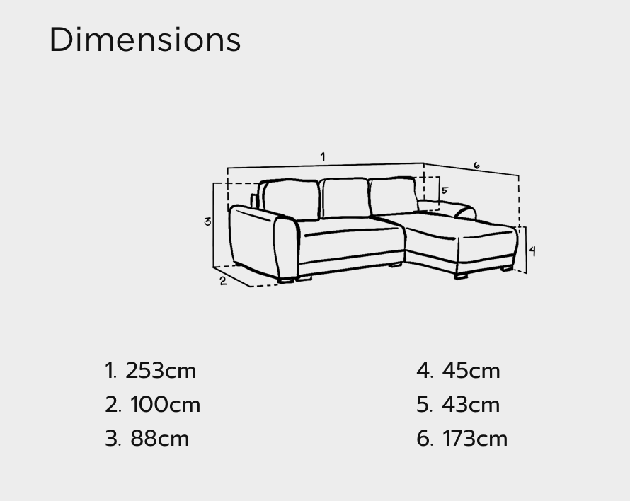 Azzuro Sofa Bed Grey Universal Corner