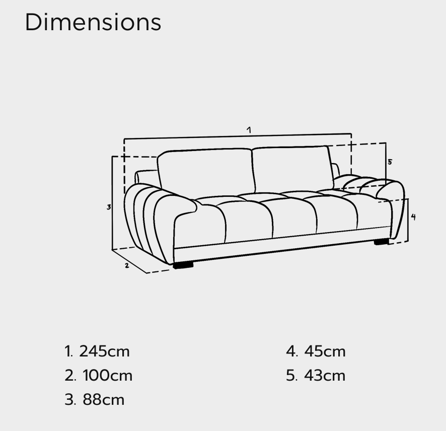 Azzuro Sofa Mocha 3 Seater
