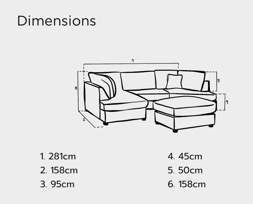 Carnaby Sofa Black U Shape Corner