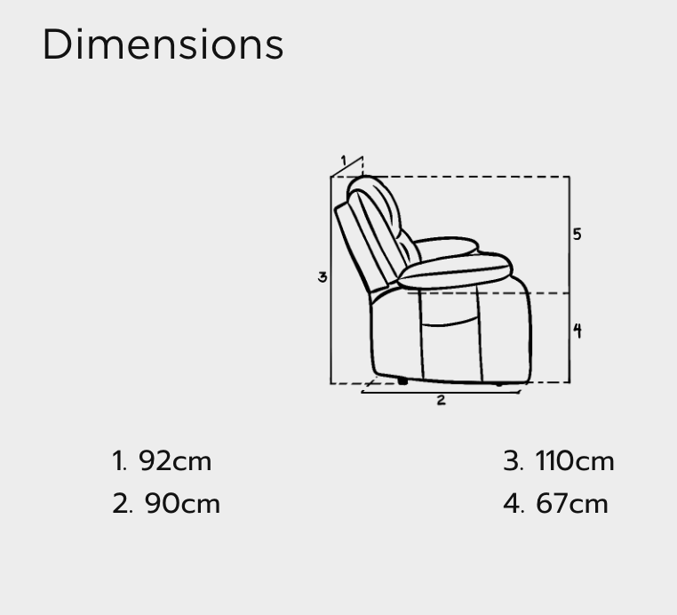 Harald Electric Recliner Sofa Grey Fabric Armchair