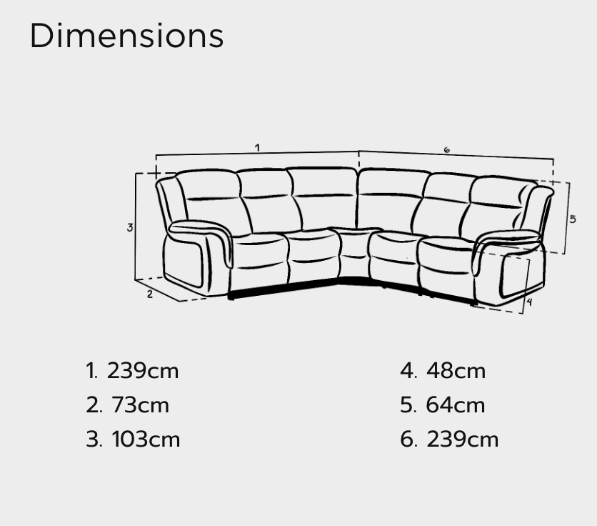 Linden Recliner Sofa Grey Large Corner