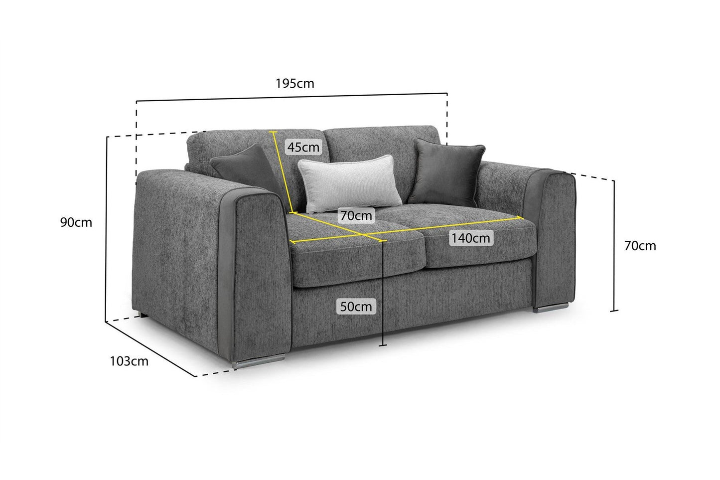 Naples Sofa Grey 2 Seater