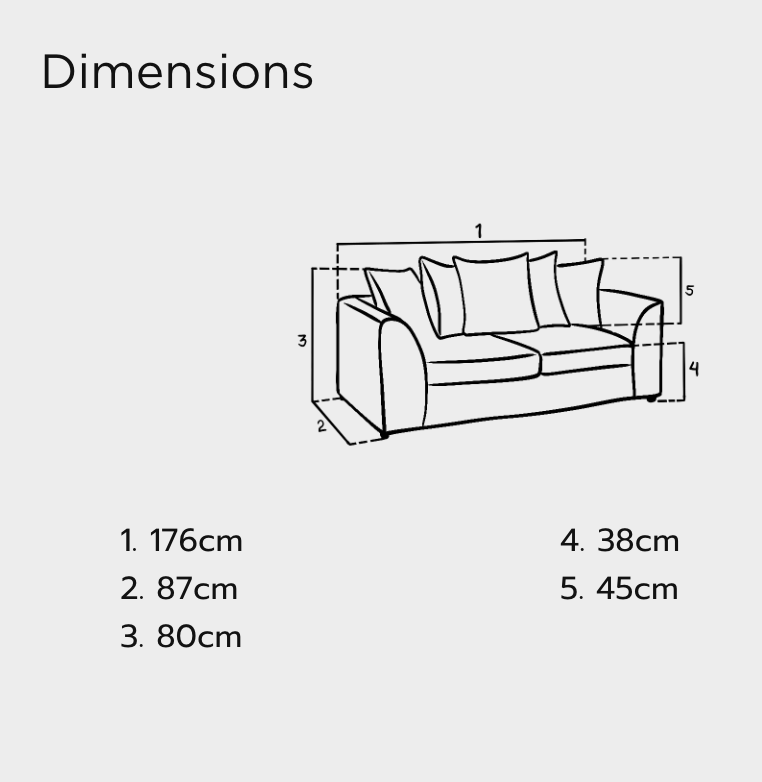 Harley Jumbo Sofa Grey 3 Seater