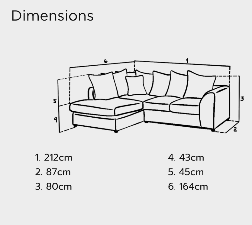 Harley Jumbo Sofa Grey Left Hand Facing Corner