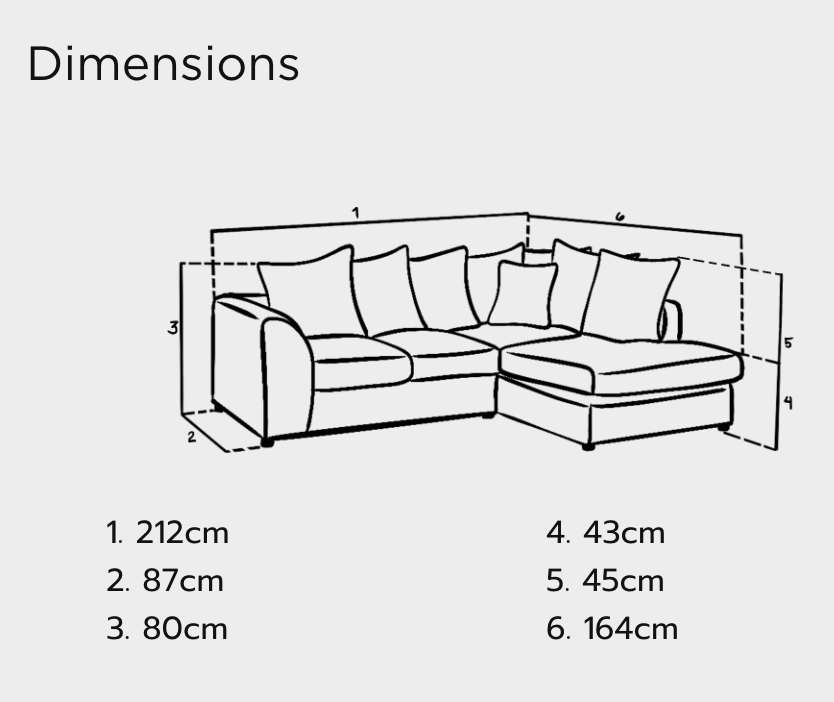 Harley Jumbo Sofa Grey Right Hand Facing Corner
