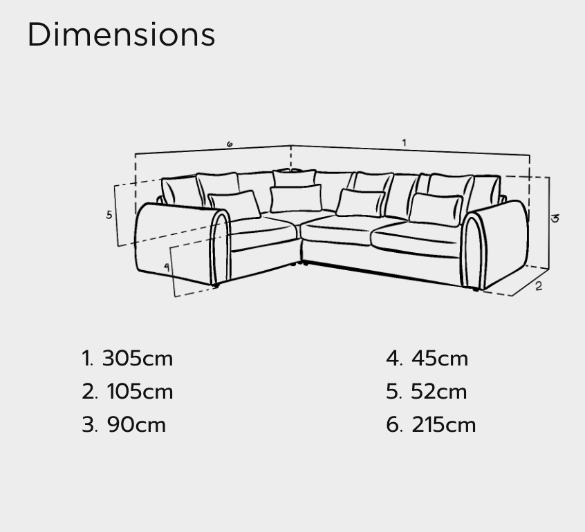 Mirabel Sofa Grey Left Hand Facing Corner