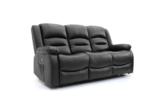 Alva Electric Recliner Sofa Black 3 Seater